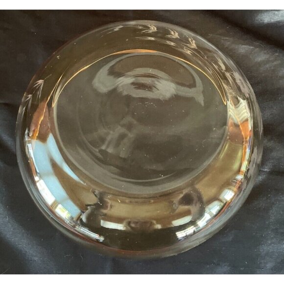Vintage Mid-Century Amber Iridescent Glass Bowl – 8.5" Etched Floral Design - Picture 8 of 8